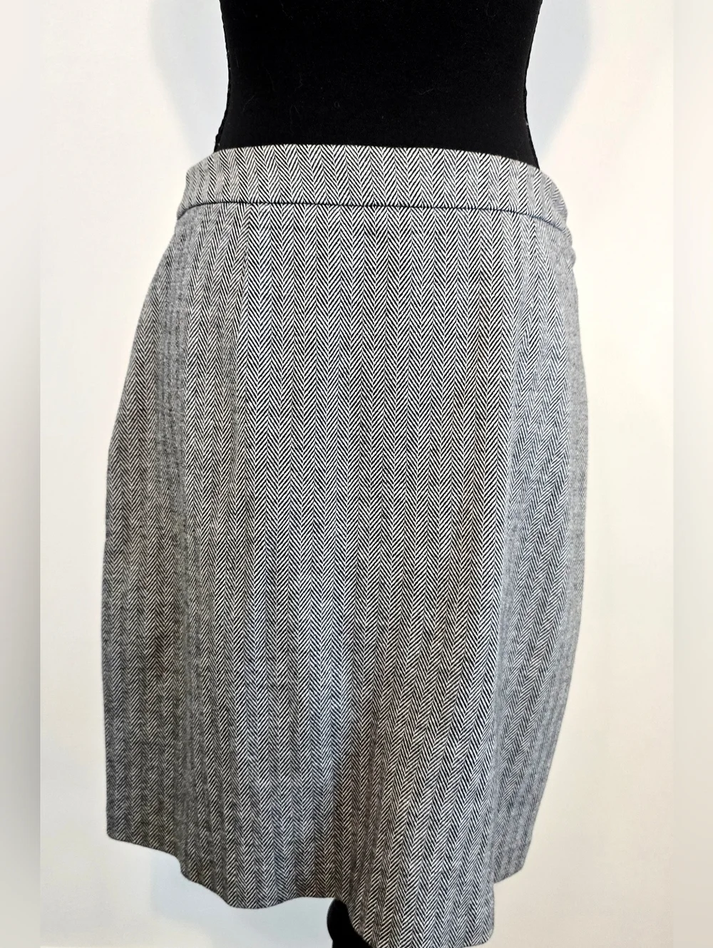 Talbots Herringbone Pencil Skirt Petite 6 Gray Work Office Career